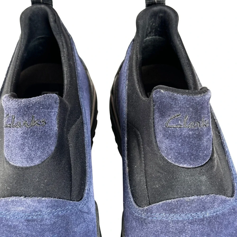 Clarks Mens Waterproof Suede Duck Shoes Navy Blue Slip On Loafers 38304 Size 8 M
